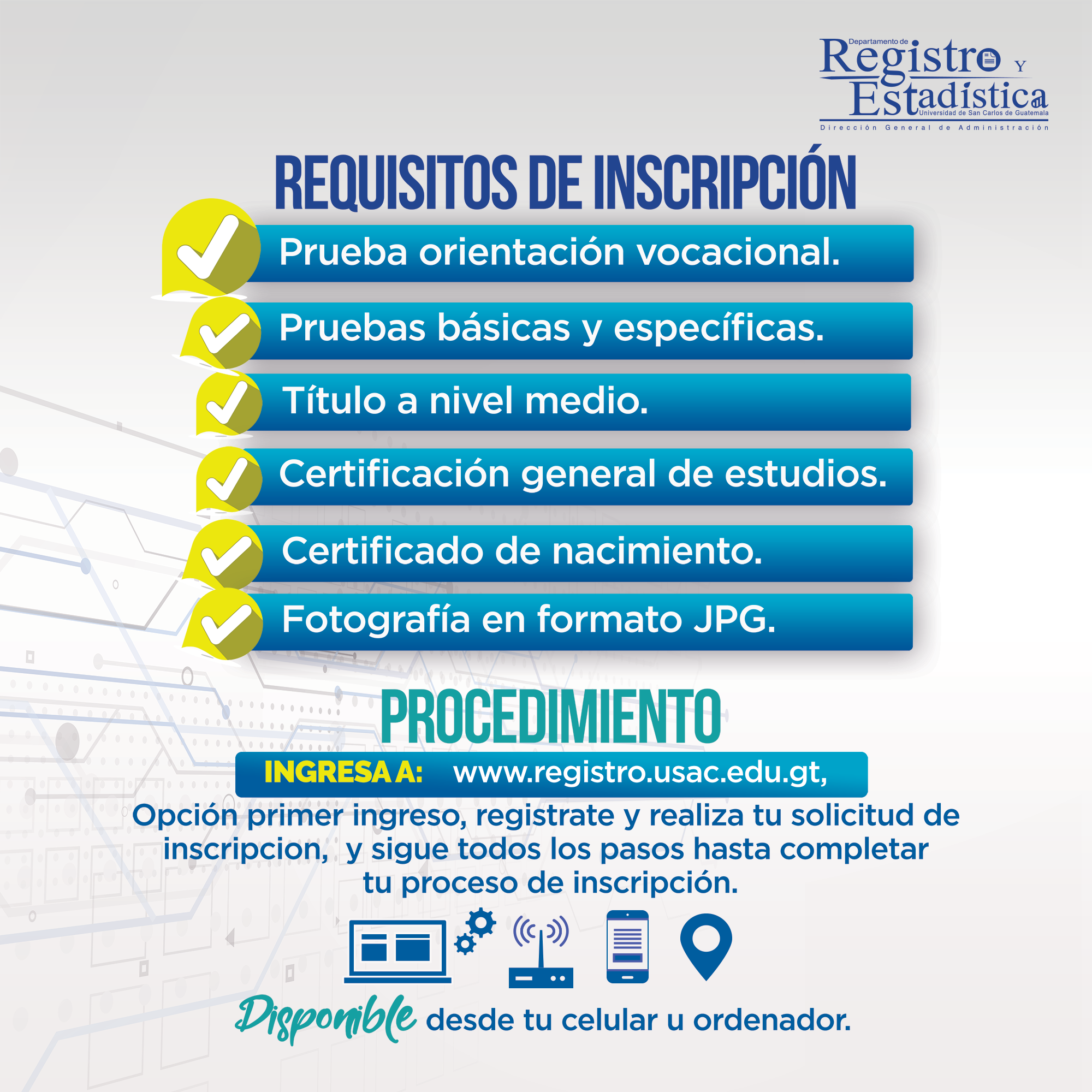 Departamento de Registro y Estadística, Universidad de San Carlos de Guatemala Departamento de Registro y Estadística, Universidad de San Carlos de Guatemala